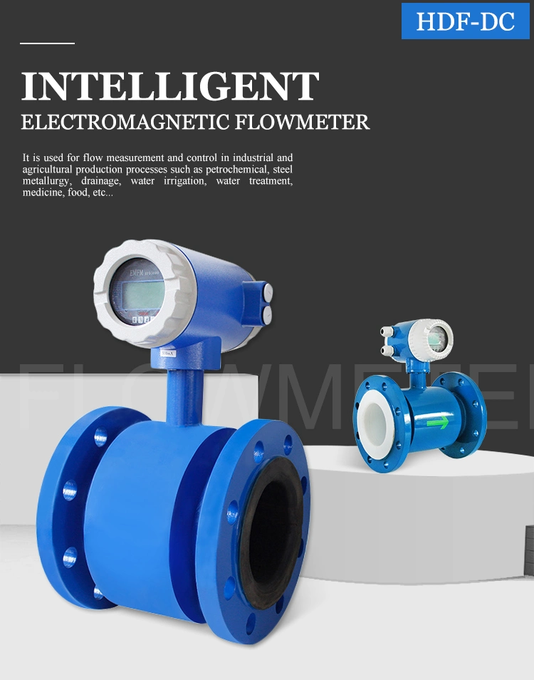 24V Acid Resistant Flow Meter 4-20mA Pulse RS485 Water Electromagnetic Flow Meter